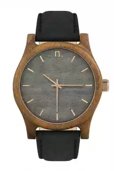Zegarek z drewna z szarą tarczą i złotymi wskazówkami Biżuteria i zegarki Zegarki