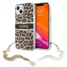 Guess GUHCP13SKBSLEO iPhone 13 mini 54 Leopard hardcase Gold Chain Telefony i akcesoria Akcesoria telefoniczne Etui