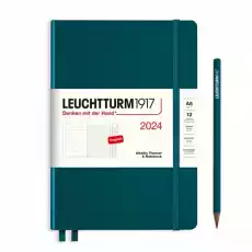 PLANER TYGODNIOWY Z NOTATNIKIEM LEUCHTTURM1917 MEDIUMA5 2024 PACIFIC GREEN Biuro i firma Akcesoria biurowe Artykuły papiernicze