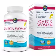 Nordic Naturals Omega Woman 500mg Omega 3 i 76 mg GLA 120 kapsułek miękkich o smaku cytrynowym Sport i rekreacja Odżywki i suplementy