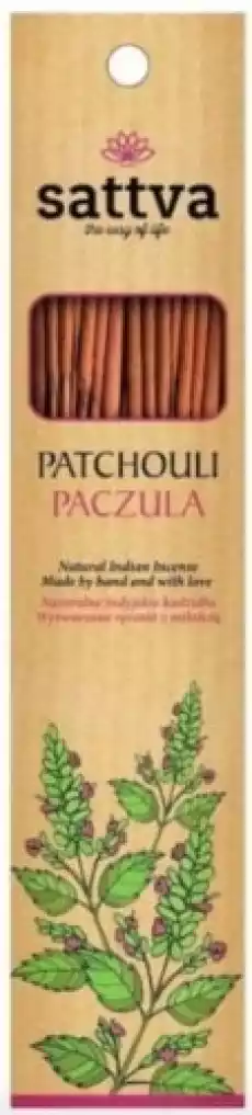 Sattva Naturalne Kadzidła Paczula Incense 30G Dom i ogród Wyposażenie wnętrz Świece i aromaterapia Kadzidła i podstawki