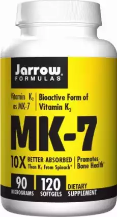 Witamina K2 MK7 90 mcg 120 kapsułek JARROW FORMULAS Zdrowie i uroda Zdrowie Witaminy minerały suplementy diety