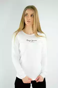 LONGSLEEVE DAMSKI PEPE JEANS PL502755 BIAŁY STRETCH Odzież obuwie dodatki Odzież damska Bluzki i bluzeczki damskie