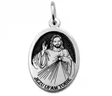 Medalik srebrny z wizerunkiem Jezusa Miłosiernego MEDJM01 Biżuteria i zegarki Wyroby jubilerskie Inne wyroby jubilerskie