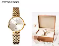 Klasyczny zegarek damski Peterson PTND55857 złoty Biżuteria i zegarki Zegarki Zegarki damskie
