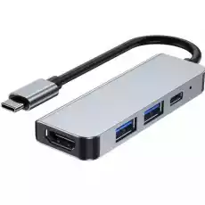 Hub adapter TechProtect V2 4w1 USBC 2x USBA1x USBC1x HDMI srebrny Komputery Akcesoria do laptopów Stacje dokujące i duplikatory