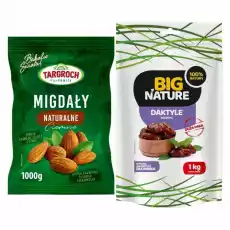 Zestaw Migdały Naturalne Ciemne 1 kg Targroch Daktyle Suszone Bez Pestek 1 kg Big Nature Artykuły Spożywcze