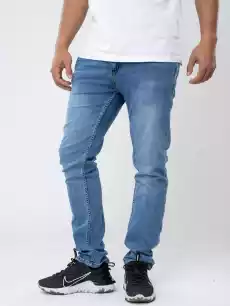 Spodnie Jeansowe Slim KL Jeans Leather Patch Sprane Niebieskie PRODUKT Z WADĄ Odzież obuwie dodatki Odzież męska Spodnie męskie