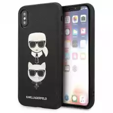 Karl Lagerfeld KLHCPXSAKICKCBK iPhone XXS czarnyblack hardcase Saffiano Ikonik KarlChoupette Head Telefony i akcesoria Akcesoria telefoniczne Etui