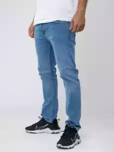 Spodnie Jeansowe Slim KL Jeans Leather Patch Niebieskie Odzież obuwie dodatki Odzież męska Spodnie męskie