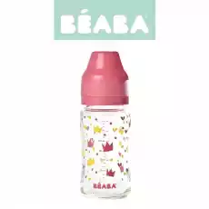 Beaba Butelka szklana szerokootworowa 240 ml Yellow Pink Crown not mapped