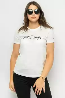 TSHIRT DAMSKI TOMMY HILFIGER XW0XW02390 ECRU Odzież obuwie dodatki Odzież damska Tshirty i koszulki damskie