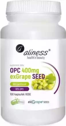 Ekstrakt z pestek winogron OPC 400 mg exGrape Seed 100 kapsułek Aliness Zdrowie i uroda Zdrowie Witaminy minerały suplementy diety