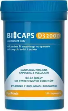 Bicaps Witamina D3 2000mg 120 porcji 120 kapsułek ForMeds Sport i rekreacja Odżywki i suplementy Witaminy i minerały