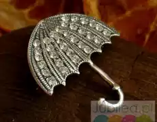 PARASOLKA srebrna broszka 32kryształki Swarovskiegoi Biżuteria i zegarki Wyroby jubilerskie Broszki