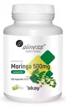 Aliness Moringa ekstrakt 20 500 mg 100 kapsułek vege Zdrowie i uroda Zdrowie Witaminy minerały suplementy diety