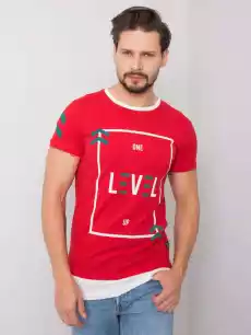 Tshirt męski czerwony dekolt okrągły Odzież obuwie dodatki Odzież męska Tshirty