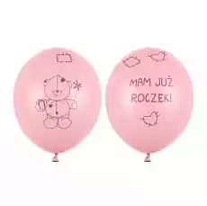 Balony lateksowe Mam już roczek miś róż 6szt Gadżety Imprezowe Pozostałe