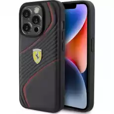 Etui Ferrari HardCase Twist Metal Logo do iPhone 15 Pro czarne Telefony i akcesoria Akcesoria telefoniczne Pokrowce i kabury do telefonów