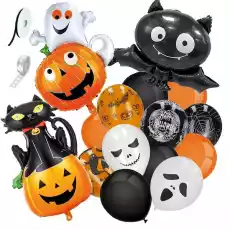 Ozdoby na Halloween balony zestaw dekoracji duch dynia czarny kot 14 el Dom i ogród Wyposażenie wnętrz Dekoracja