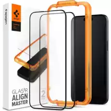 Szkło do etui Spigen GlastR FC AM 2Pack do iPhone 15 Pro Max z czarną ramką Telefony i akcesoria Akcesoria telefoniczne Folie ochronne