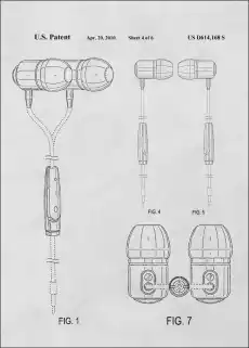 Patent Sluchawki 2010 Biale plakat Wymiar do wyboru 20x30 cm Dom i ogród Wyposażenie wnętrz Dekoracja Obrazy i plakaty