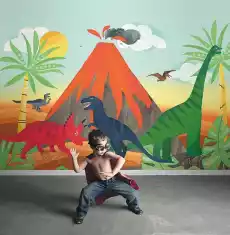 Mural dla dzieci dinozaury Wallquest Playdate Adventure FA42800M Dom i ogród Wyposażenie wnętrz Dekoracja Obrazy Ramy Fototapety