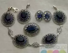 Srebrny komplet szafiry i kryształki LIRIA Biżuteria i zegarki Wyroby jubilerskie Łańcuszki