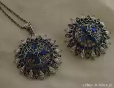 Srebrny komplet szafiry i kryształy AMBROSIA Biżuteria i zegarki Wyroby jubilerskie Łańcuszki
