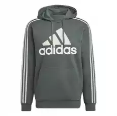 Bluza z kapturem męska adidas ESSENTIALS 3STRIPES LOGO zielona HL2241 Odzież obuwie dodatki Bluzy i swetry