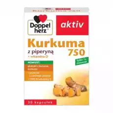 Doppelherz Aktiv Kurkuma z piperyną x 30 kapsułek Zdrowie i uroda Zdrowie Leki Żołądek i jelita