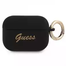 Guess GUAPSSSK AirPods Pro cover czarnyblack Silicone Vintage Script Telefony i akcesoria Akcesoria telefoniczne Etui