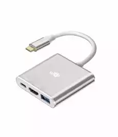 TB Adapter USB C 3w1 HDMI USB PD srebrny Komputery Akcesoria komputerowe Inne akcesoria komputerowe