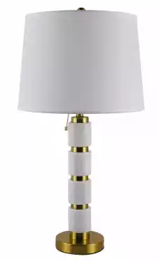 Lampa Stołowa Marella Marmur Biel Złoto Wys 70cm Dom i ogród Wyposażenie wnętrz Oświetlenie Lampy stołowe