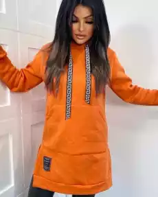 Bluza Z Kapturem Długa Oversize Z Rozcięcięm Orange Odzież obuwie dodatki Odzież damska Bluzy damskie