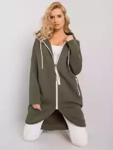 Bluza długa khaki casual kaptur rękaw długi długość kieszenie zamek suwak Odzież obuwie dodatki Odzież damska Bluzy damskie