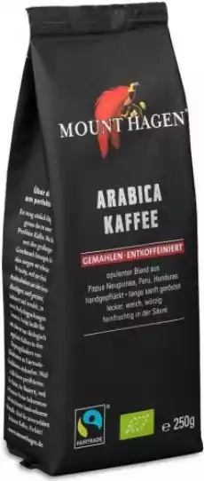 Kawa mielona arabica palona bezkofeinowa fair trade BIO 250 g MOUNT HAGEN Artykuły Spożywcze Kawa