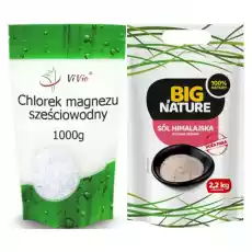 Chlorek Magnezu Sześciowodny Płatki 1 kg Vivio Sól Himalajska Różowa Drobna 22 kg Big Nature Artykuły Spożywcze