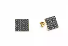 Kolczyki srebrne pozłacane swarovski kingdom studs w kolorze silver night Biżuteria i zegarki