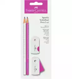 ZESTAW SPARKLE SLEEVE FABERCASTELL 2 OŁÓWKI TEMPERÓWKA I GUMKA KOLORY RÓŻOWY I BIAŁY Biuro i firma Akcesoria biurowe Artykuły piśmiennicze