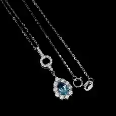 Naszyjnik delikatny cyrkonie 925 Swiss Blue topaz Biżuteria i zegarki Wyroby jubilerskie Naszyjniki