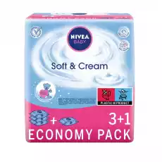 Nivea Baby Soft Cream chusteczki oczyszczające 4x63szt Zdrowie i uroda Kosmetyki i akcesoria Pielęgnacja ciała