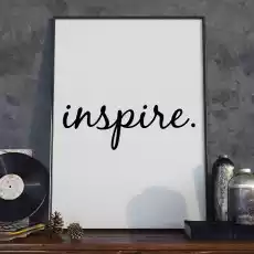 Inspire plakat typograficzny wymiary 18cm x 24cm ramka czarna Dom i ogród