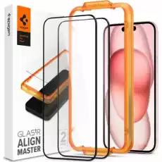 Szkło do etui Spigen GlastR FC AM 2Pack do iPhone 15 Plus z czarną ramką Telefony i akcesoria Akcesoria telefoniczne Folie ochronne