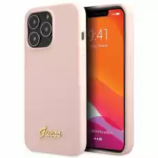 Guess GUHCP13XLSLMGLP iPhone 13 Pro Max 67 jasnoróżowylight pink hardcase Silicone Script Gold Logo Telefony i akcesoria Akcesoria telefoniczne Etui