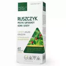 Ruszczyk Pestki Winogron Kora Sosny 500 mg 60 Kapsułek Medica Herbs Artykuły Spożywcze