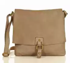 Torebka skórzana listonoszka stylowy minimalizm ala messenger leather bag MARCO MAZZINI beż taupe Odzież obuwie dodatki Galanteria i dodatki Torebki damskie