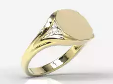 Sygnet wykonany z żółtego złota z diamentami SJ18ZR Biżuteria i zegarki Biżuteria dla Panów Sygnety