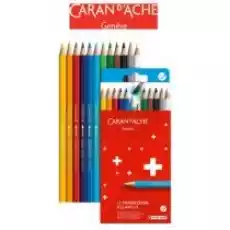 Carandache Kredki ołówkowe akwarelowe Swisscolor w kartonowym pudełku 12 kolorów Dla dziecka Artykuły szkolne Kredki farby flamastry markery