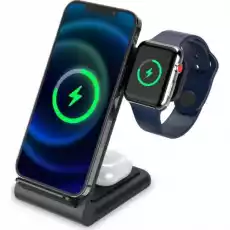 Ładowarka indukcyjna TechProtect A20 3w1 Wireless Charger Qi 15W czarna Telefony i akcesoria Akcesoria telefoniczne Ładowarki i kable